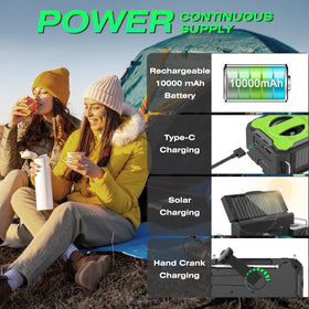 Nitigo charging a phone via USB, emergency device power available