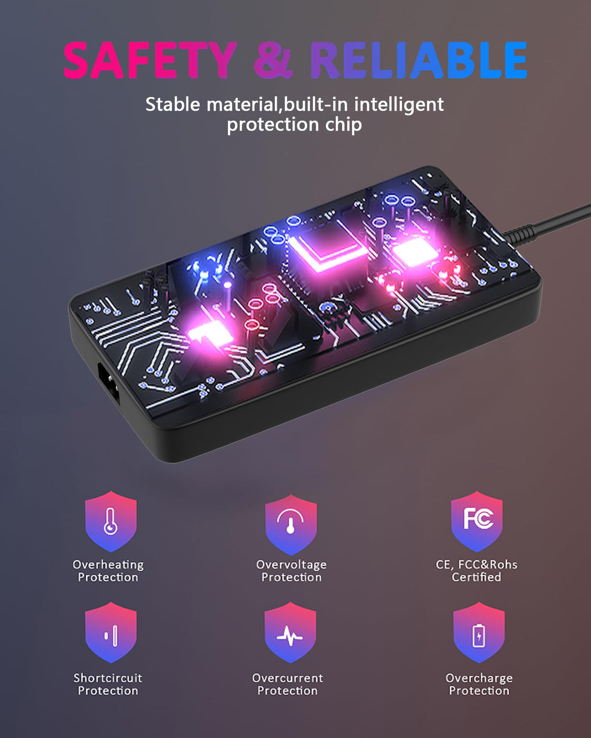 Nivjuky 240W charger safety features protect your laptop during charging.