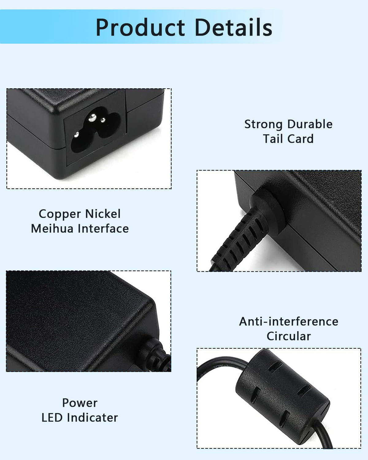 Nivjuky 65W AC power cord included with the charger for complete setup.