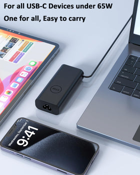 Nivjuky charger packed in a travel bag next to laptop, illustrating portability and convenience