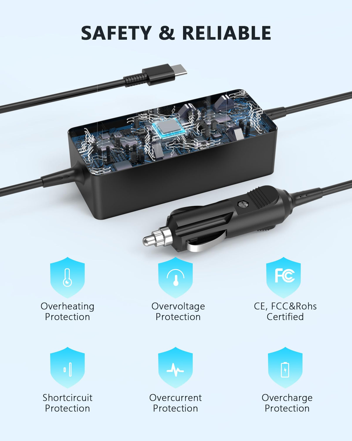 Nivjuky compact 100W USB-C car charger fits neatly in the vehicle