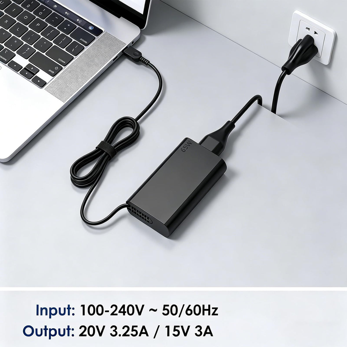 Nivjuky desk use scenario showing compact charger in action