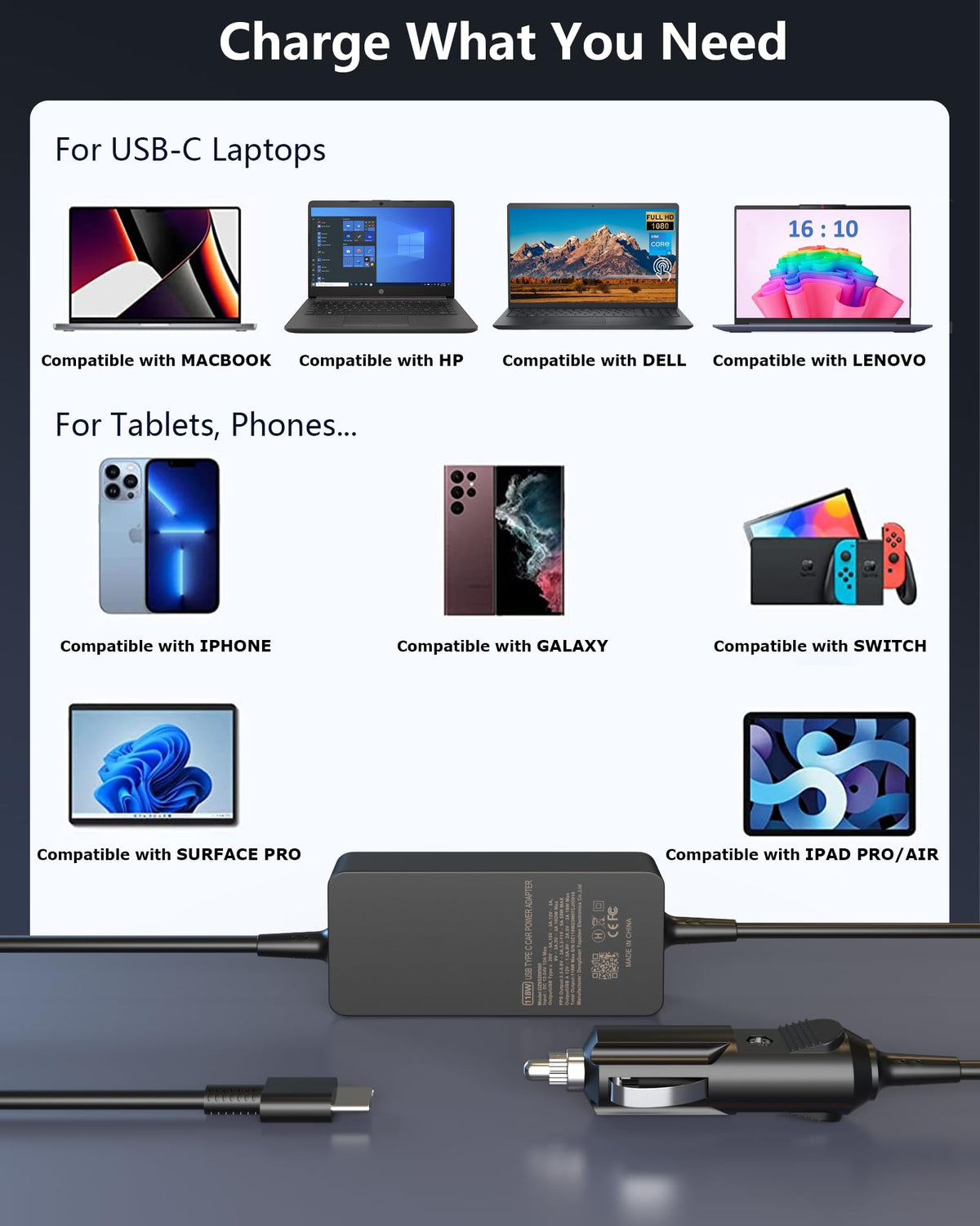 Nivjuky packaging includes power adapter, cord, and manuals