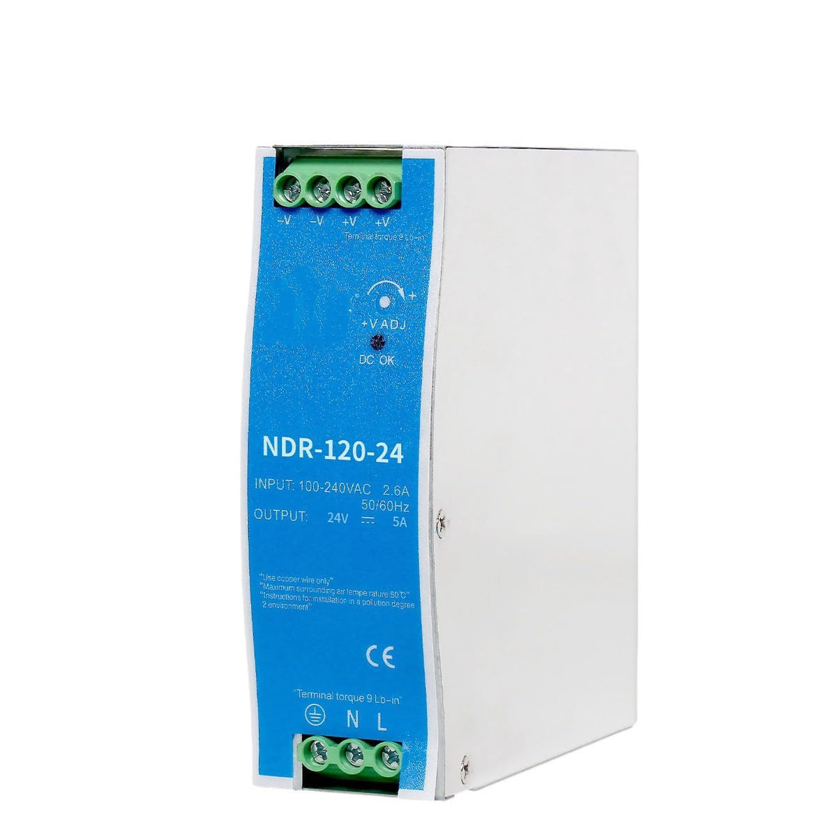 Nixesky NDR120-24 ready for DIN rail mounting in electrical cabinets