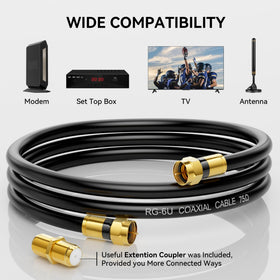 Nixsto RG6 cable 10ft supports 4K HDTV with minimal signal loss.