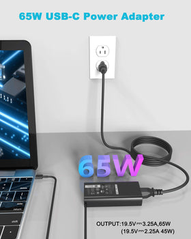 Njiwpnzo 65W USB-C charger for Dell XPS 13, portable power on the go.