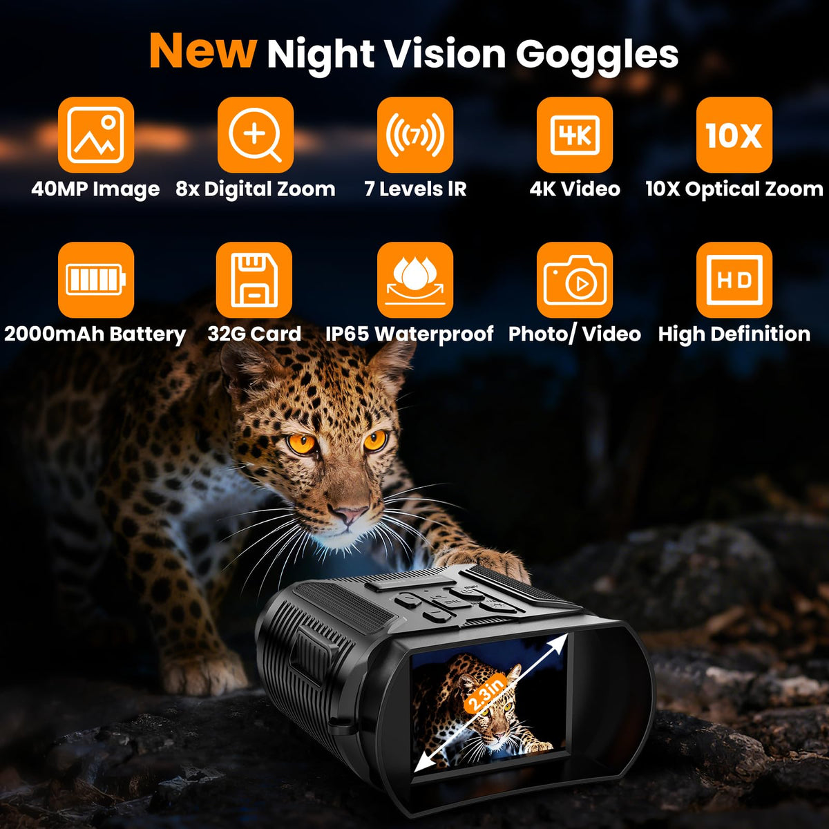 NKBZEB Night Vision Goggles with 8X zoom for distant night targets