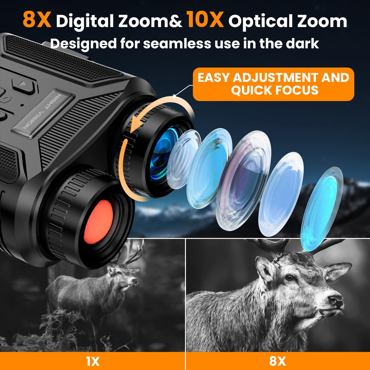 NKBZEB Night Vision Goggles quick-focus for crisp nighttime images