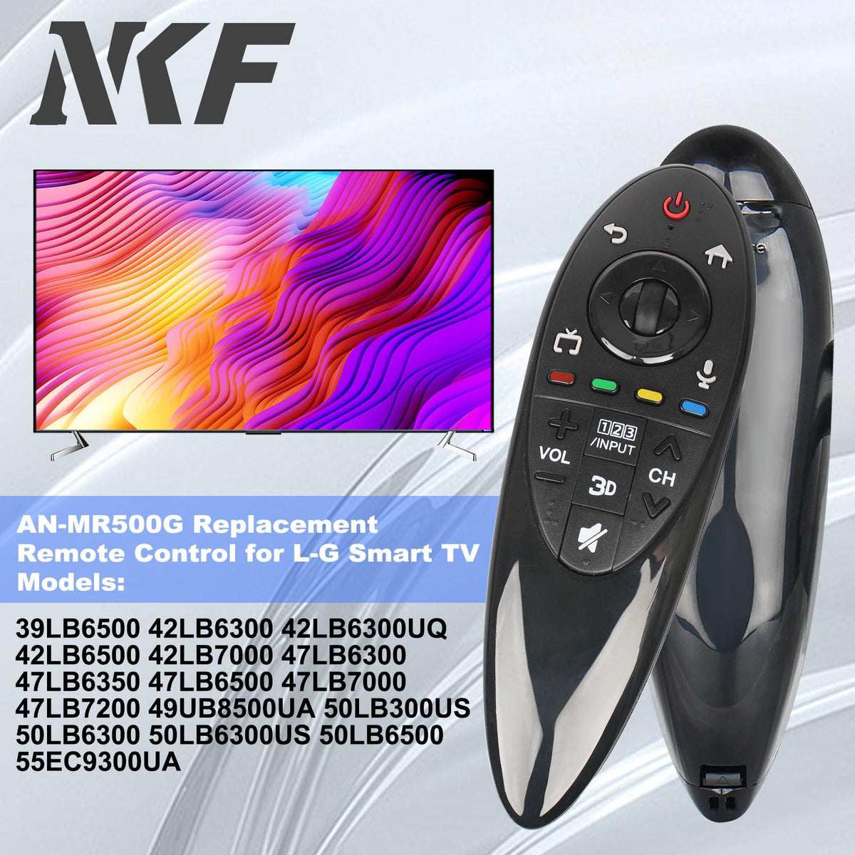 NKF AN-MR500G remote back view showing ergonomic grip
