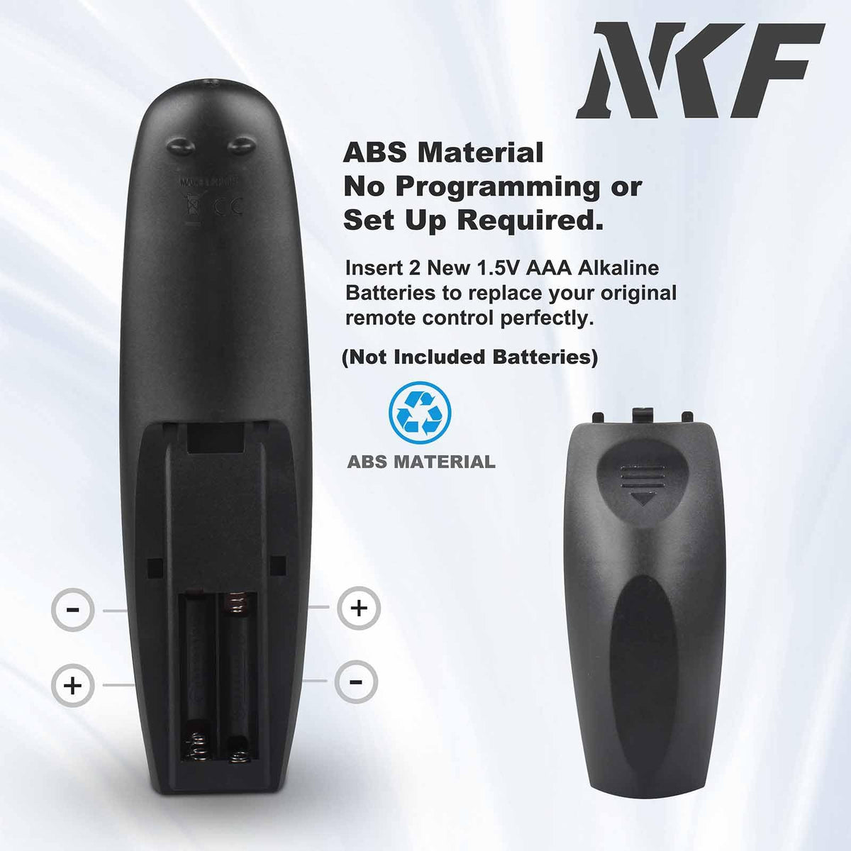 NKF remote held in hand showing scale for comfortable grip benefit