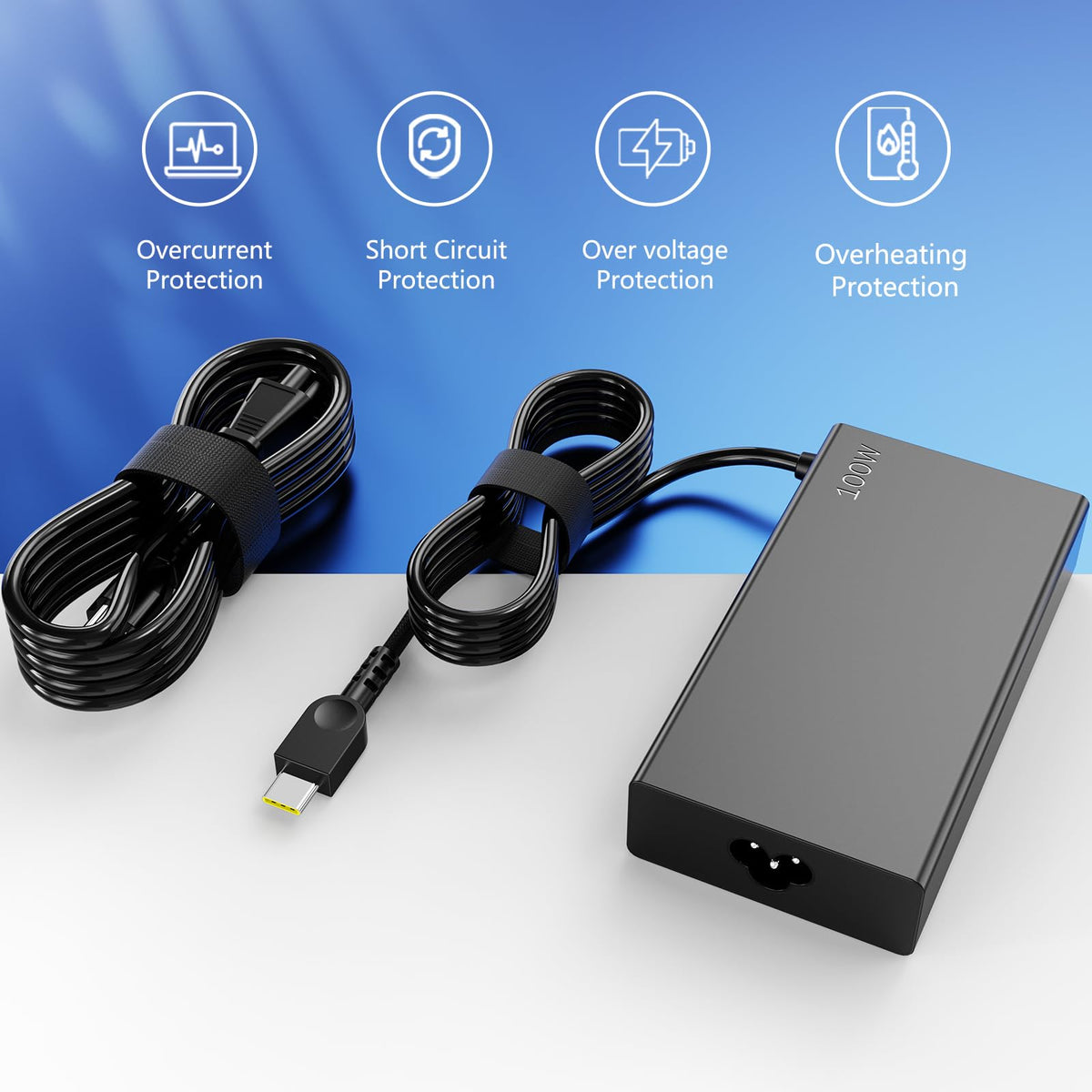 NLILITONG 100W USB-C charger for ADL100YLC3A model shows broad Lenovo notebook compatibility.