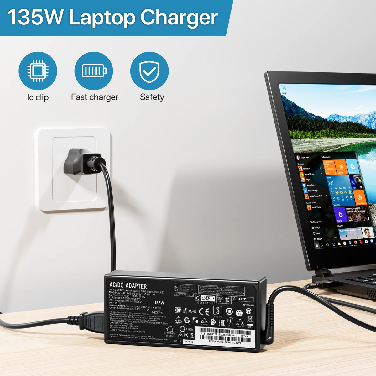 NLILITONG adapter beside a laptop for scale illustrating compact design and portability