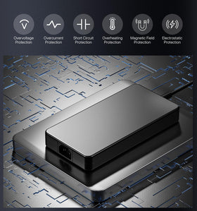 NLILITONG adapter connected to Alienware M15 providing steady performance under load