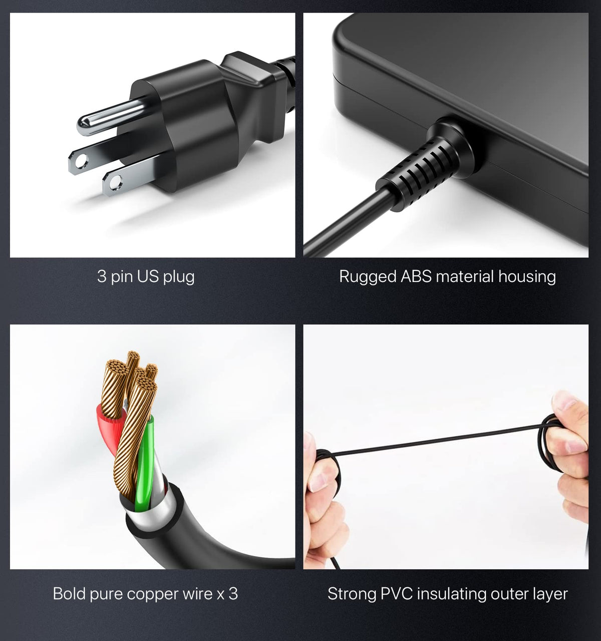 NLILITONG adapter label showing 19.5V 12.3A specs for correct laptop matching