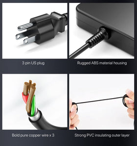 NLILITONG adapter label showing 19.5V 12.3A specs for correct laptop matching