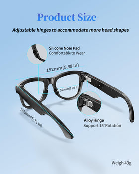 Nllosa smart glasses ergonomic daily-wear design for most faces