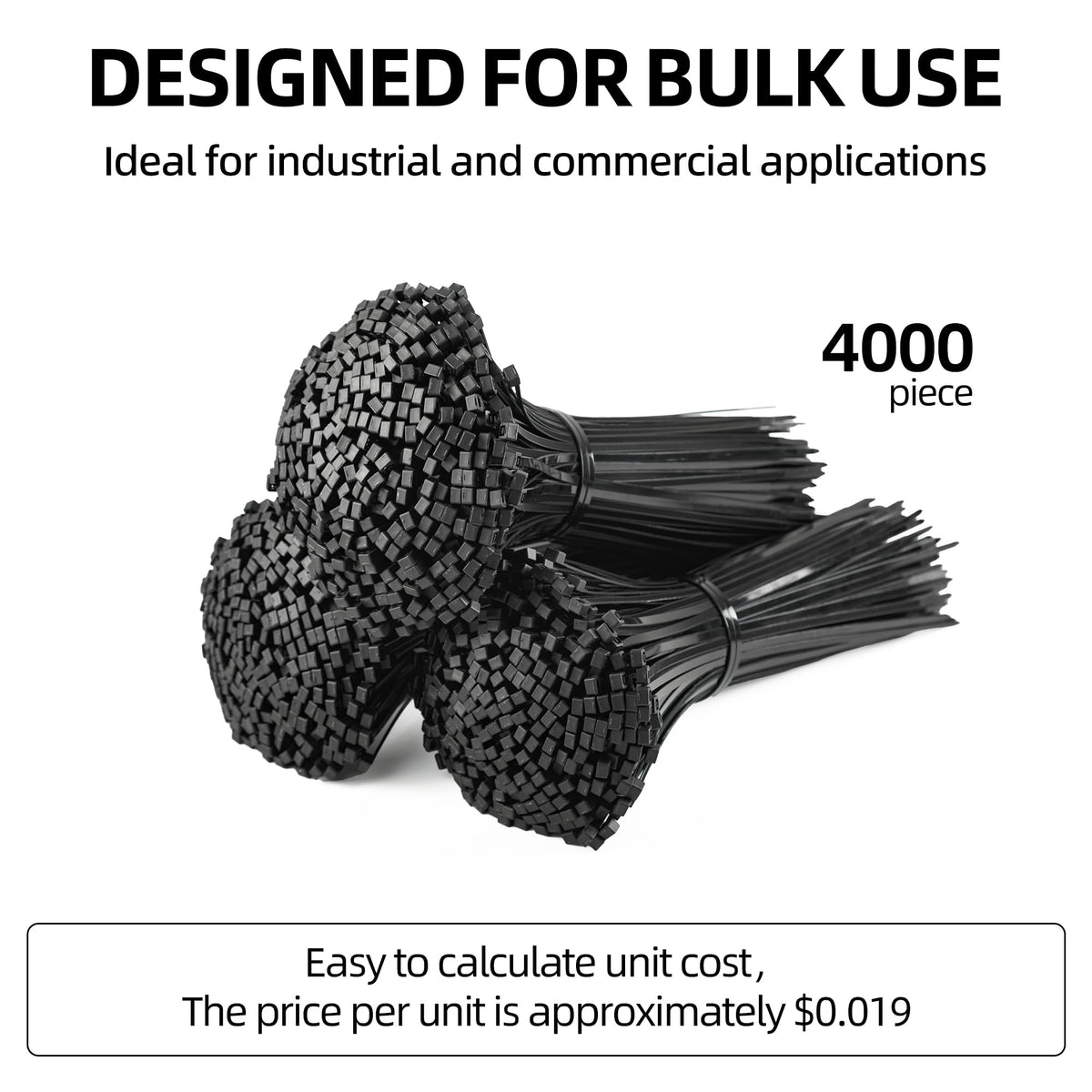 NLZD Nylon cable ties with 50 lbs strength for heavy-duty wiring and equipment.