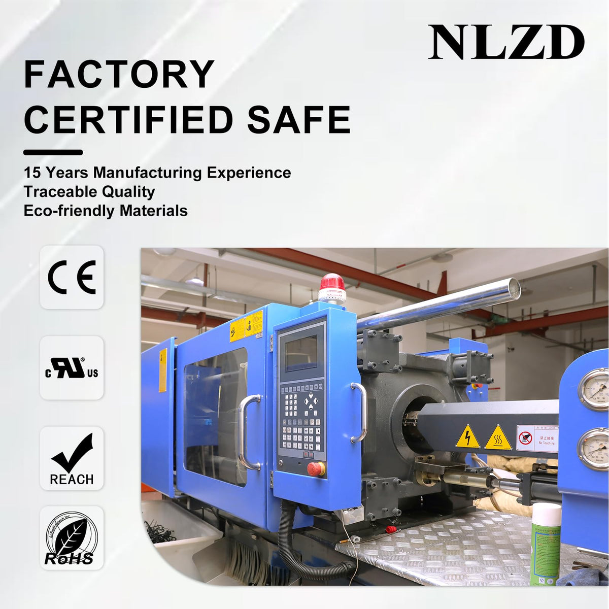 NLZD zip ties securing outdoor conduit on a worksite for weather resistance