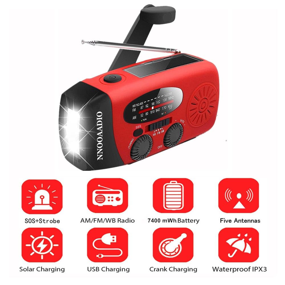 NNOOAADIO flashlight and SOS strobe active to aid nighttime visibility