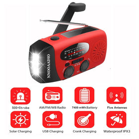 NNOOAADIO flashlight and SOS strobe active to aid nighttime visibility