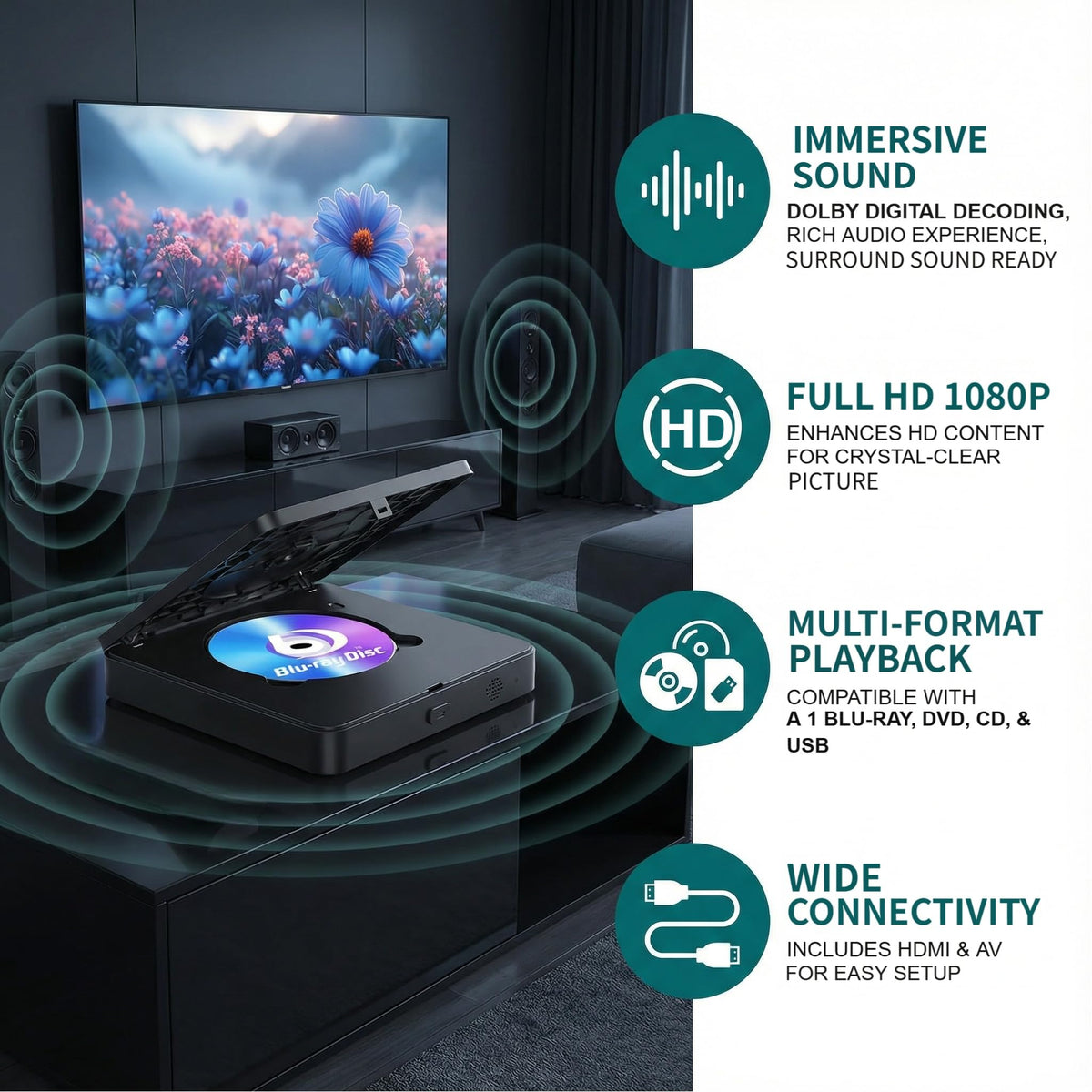 N NUTROMO Blu Ray player 1080p upscaling enhances SD discs.