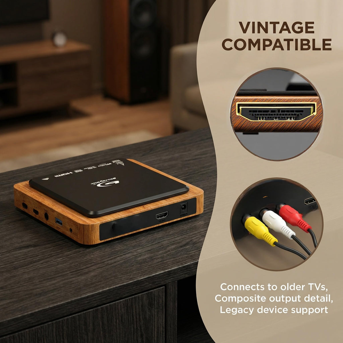 N NUTROMO Blu-ray player with Dolby Digital for immersive audio at home.