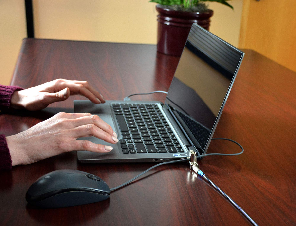 Noble Locks installed on a Dell Latitude laptop demonstrating secure fit