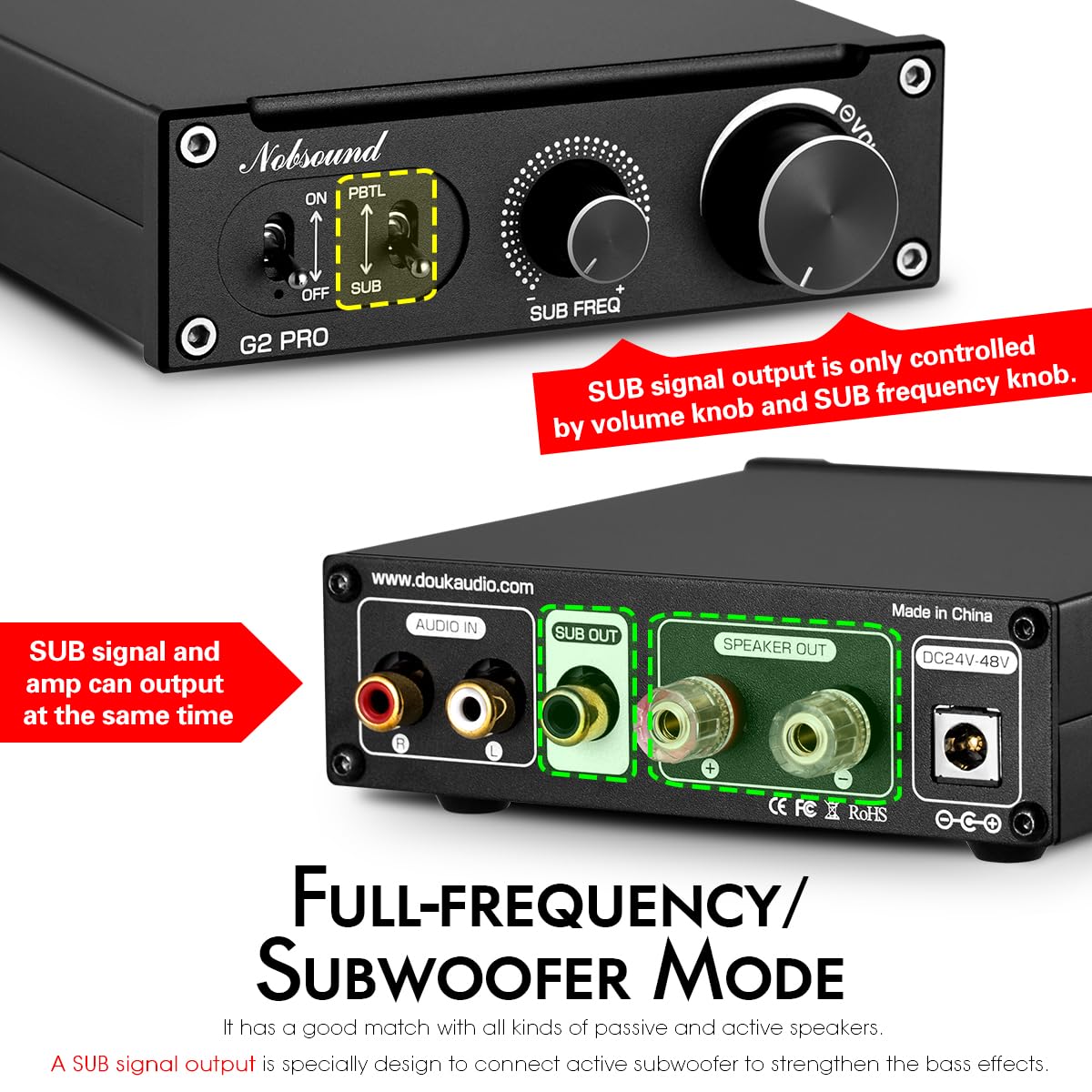 Nobsound G2 PRO beside common objects showing scale for space-saving benefit