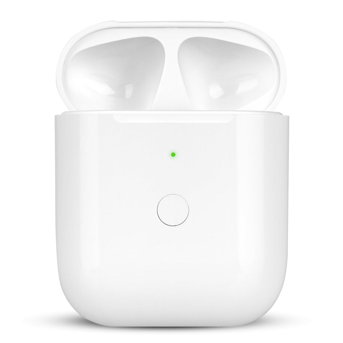 NOCRLG AirPods 550mAh case front view, showing compact replacement design