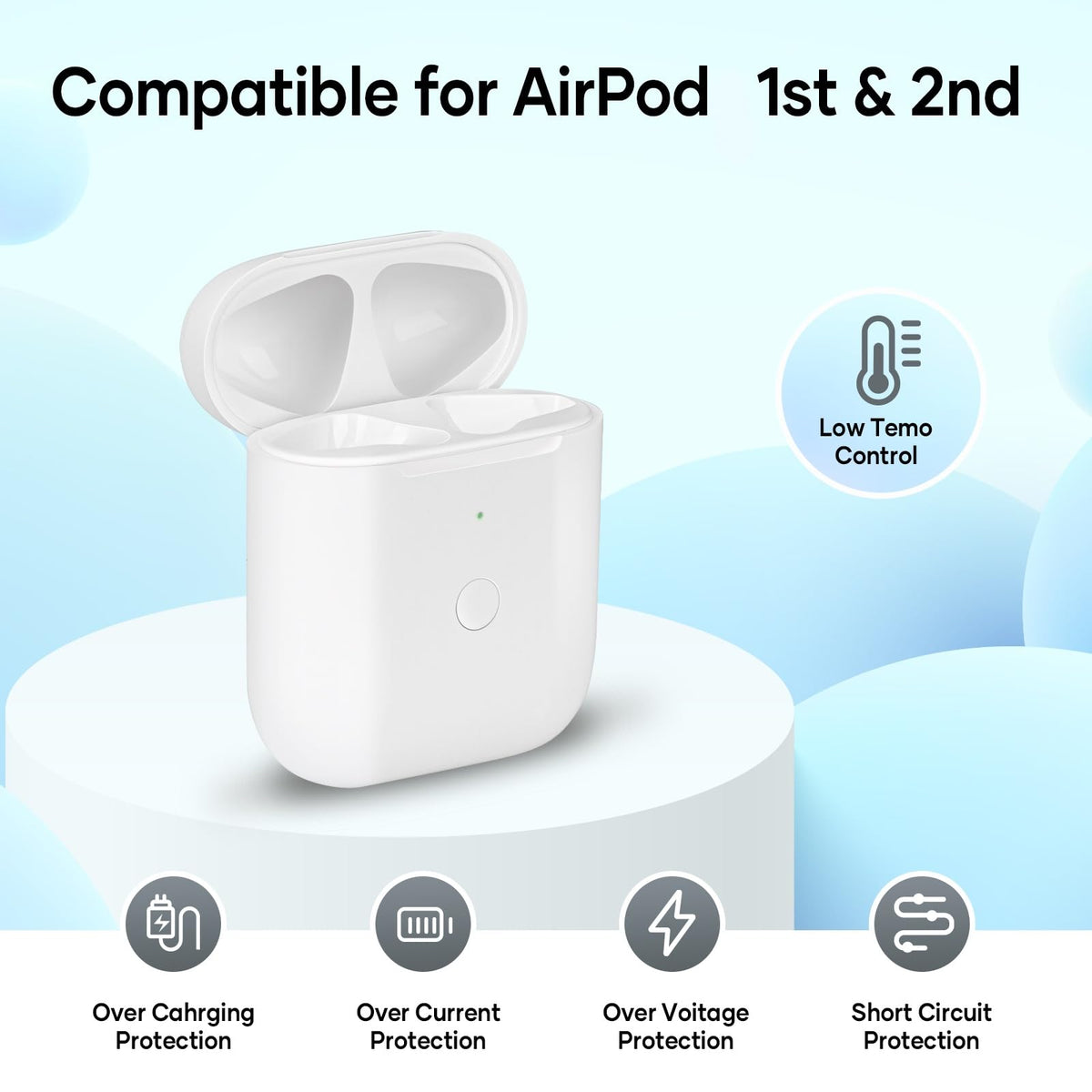 NOCRLG AirPods 550mAh case inside circuit highlights smart protection