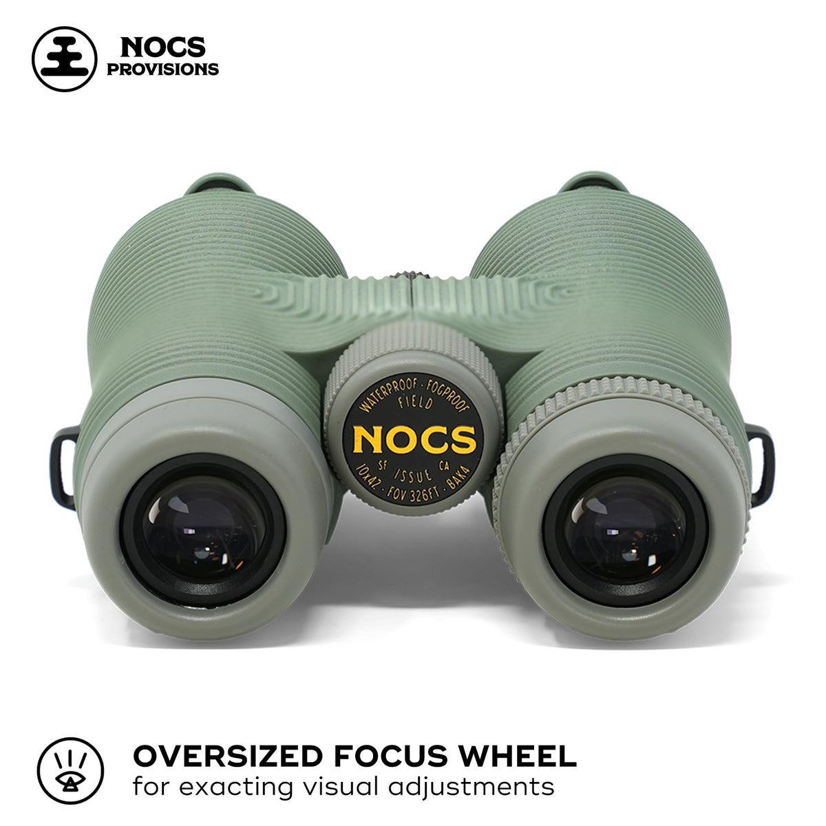 Nocs Provisions Field Issue 10x42 prism close-up showing lens quality.