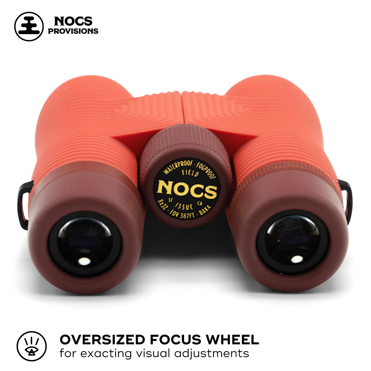 Nocs Provisions Field Issue 8x32 eyecup close highlighting adjustable viewing for glasses