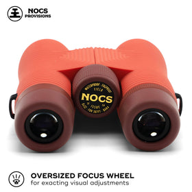 Nocs Provisions Field Issue 8x32 eyecup close highlighting adjustable viewing for glasses