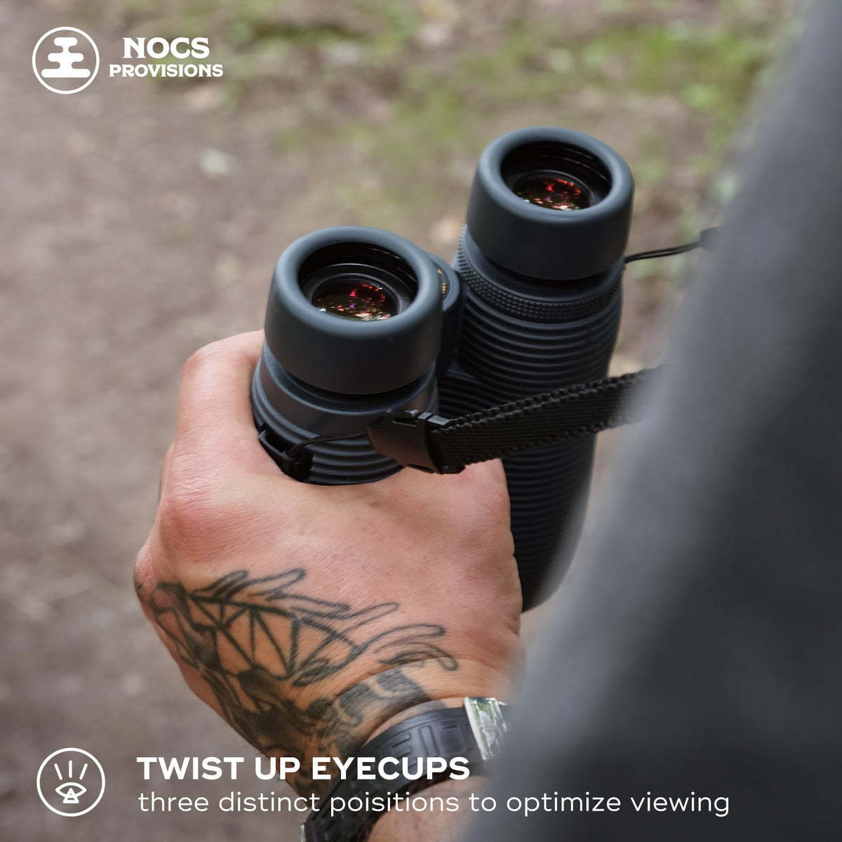 Nocs Provisions Pro Issue 10x42 rugged wave grip for secure handling