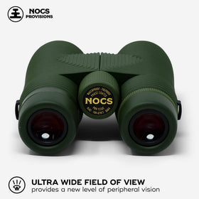Nocs Provisions Pro Issue 8x42 eyepieces close-up for comfortable viewing with glasses