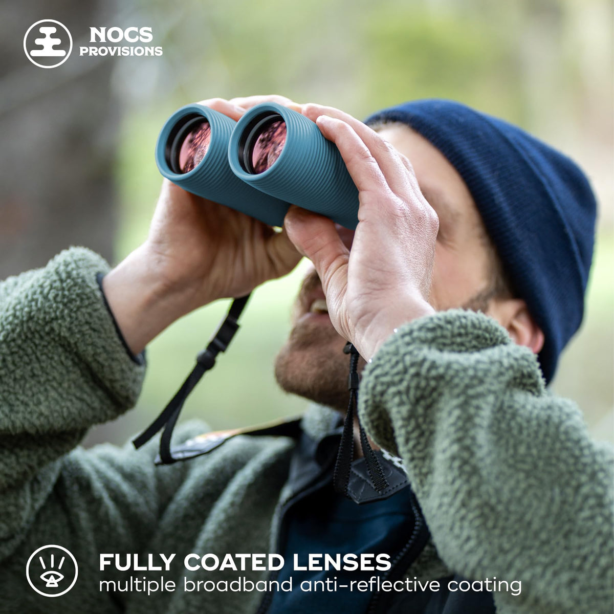 Nocs Provisions Pro Issue 8x42 rugged wave grip ensures secure handling