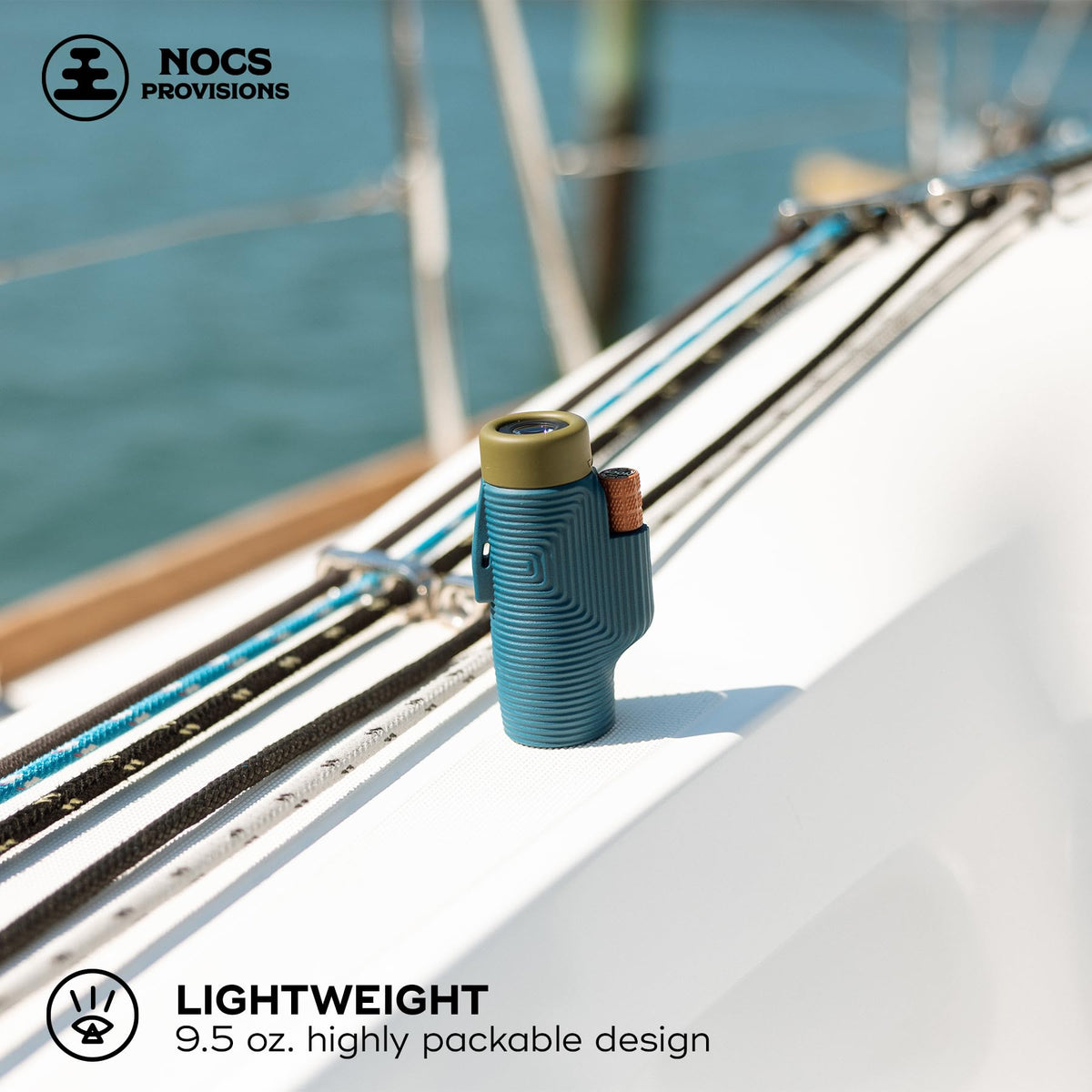Nocs Provisions Zoom Tube 8x32 tripod adapter enables steady mounting.