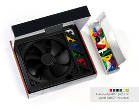 Noctua NF-A14 PWM chromax.Black.swap pads closeup shows color options