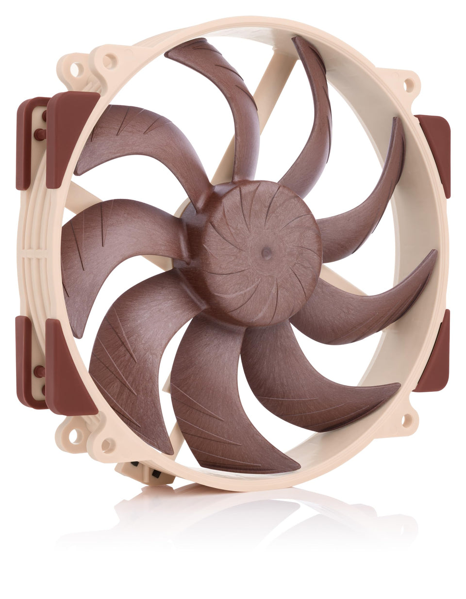 Noctua NF-A14x25r front view showing fan frame and balanced airflow benefit