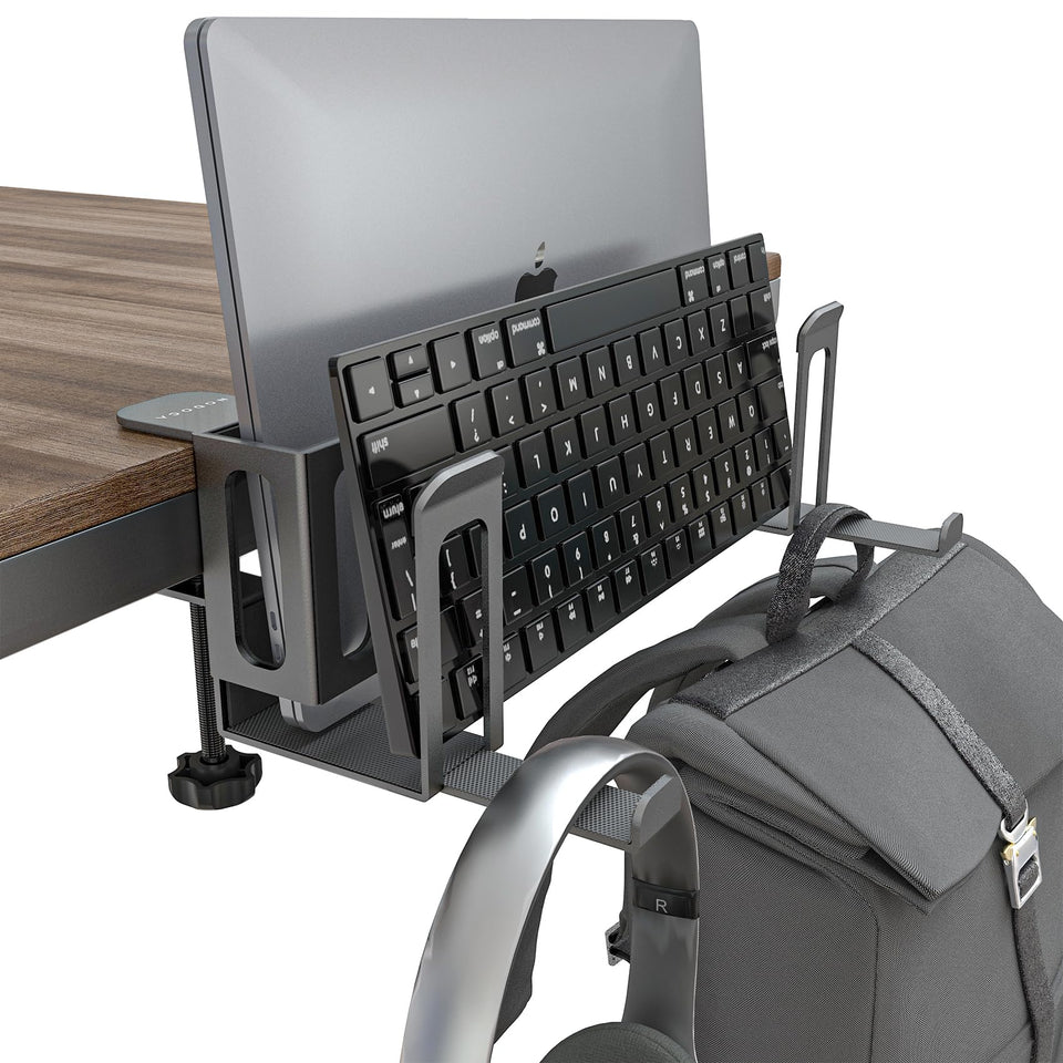 NODOCA 2-slot laptop storage on desk for tidy workspace.