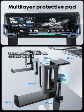 NODOCA laptop storage with headphone holder keeps headphones handy and desk organized
