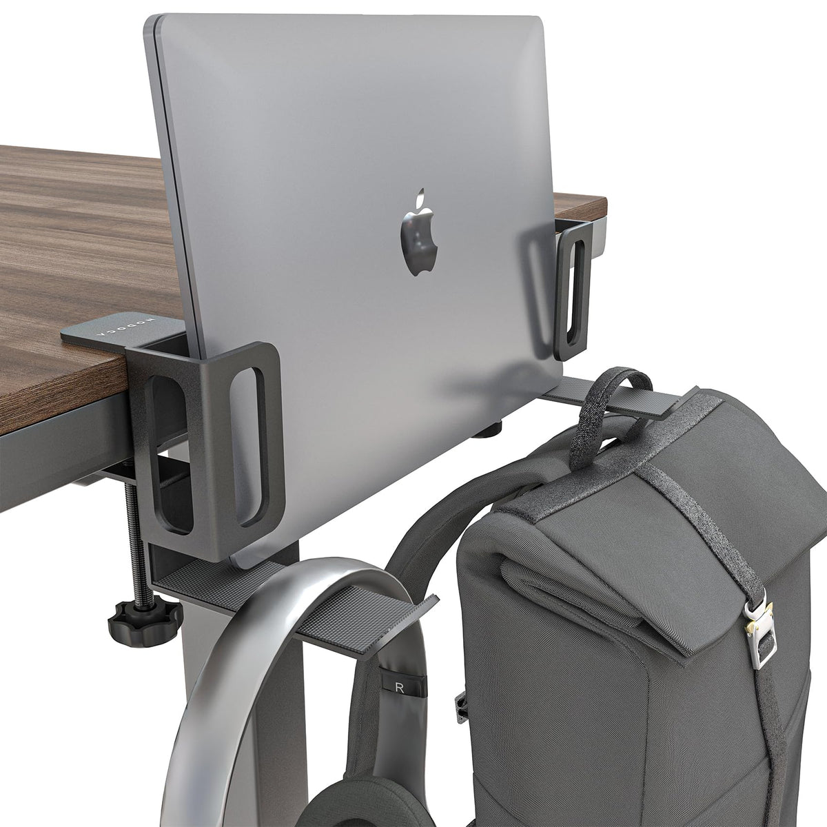 NODOCA laptop storage side view shows compact, side-mounted design that frees desk space