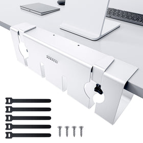 NODOCA under-desk cable tray in clamp-on setup for quick installation.
