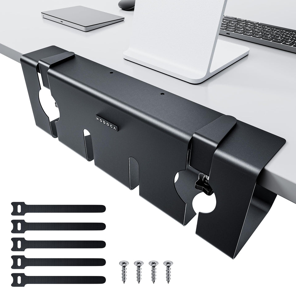 NODOCA no drill under-desk cable tray 17 inch keeps cables tidy and accessible.