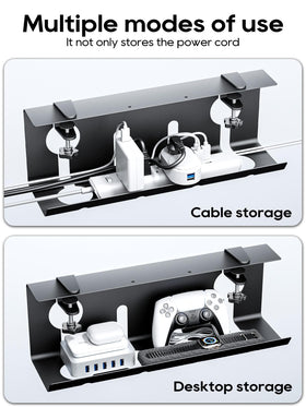 Soft pad protects desk surface during clamp-on installation.