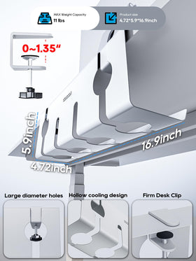 NODOCA under-desk tray footprint 16.9x5.9x4.7 inches fits most desks.