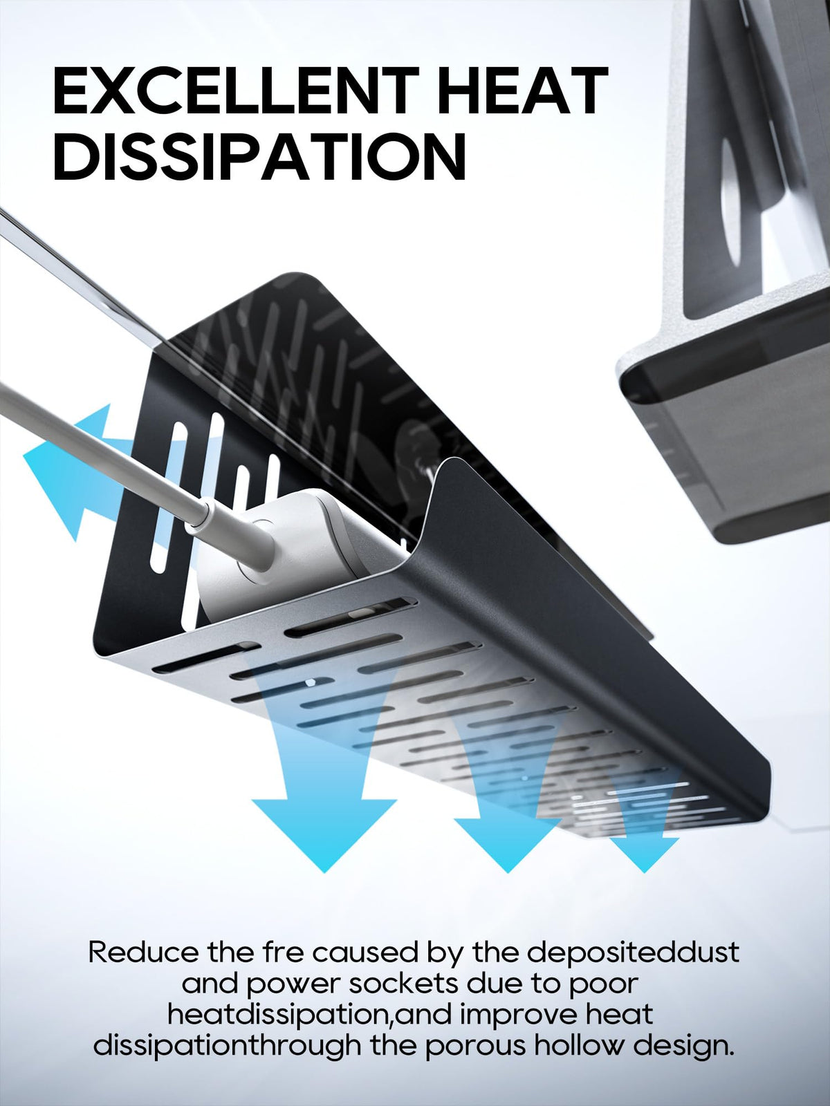 NODOCA Steel-bodied cable tray demonstrates durability for heavy cords.