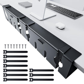 NODOCA front view of under-desk tray showing tidy cable storage and space savings