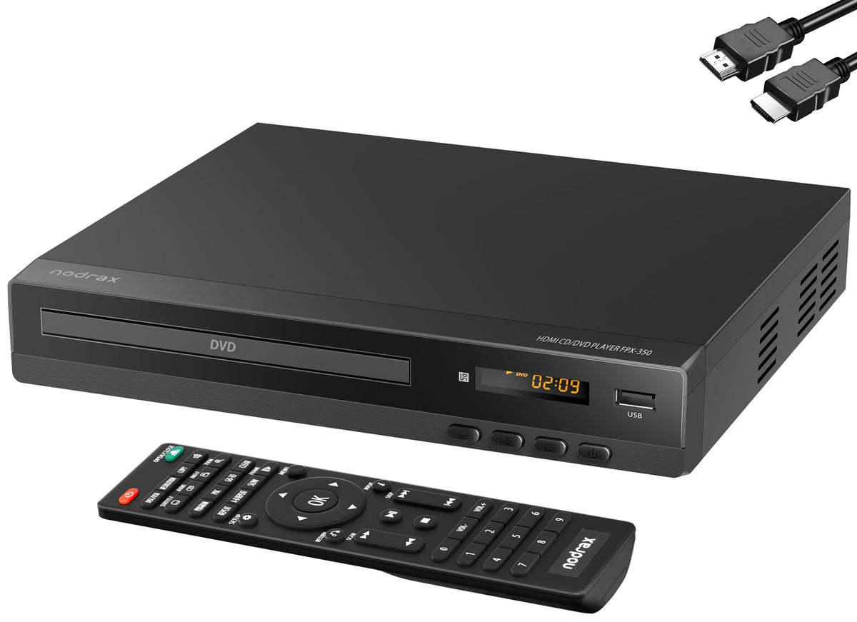 Nodrax FlexaPlay front view showing disc tray and display for easy operation