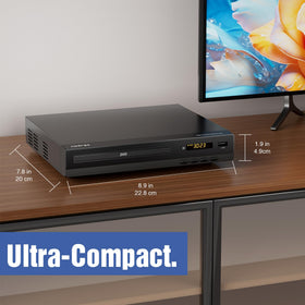 Nodrax FlexaPlay connected to TV on a living room stand for effortless home setup